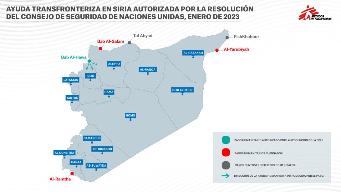 Ayuda transfronteriza en Siria autorizada por la resolución del Consejo de Seguridad de Naciones Unidas. Enero de 2023. Ayuda transfronteriza en Siria autorizada por la resolución del Consejo de Seguridad de Naciones Unidas. Enero de 2023.