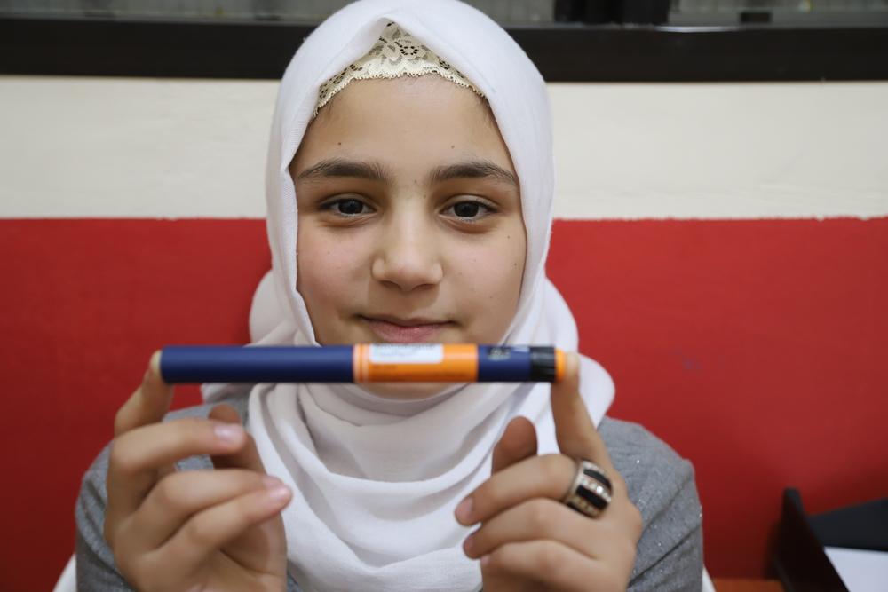 Sidra, paciente de 12 años con diabetes de tipo I que vive en el campo de Shatila, en Beirut, Líbano.