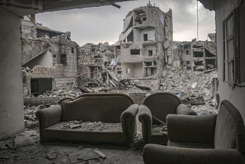 Edificios destruidos y abandonados en el distrito de Ariha, en Idlib, Siria. Febrero de 2020. Edificios destruidos y abandonados en el distrito de Ariha, en Idlib, Siria. Febrero de 2020.