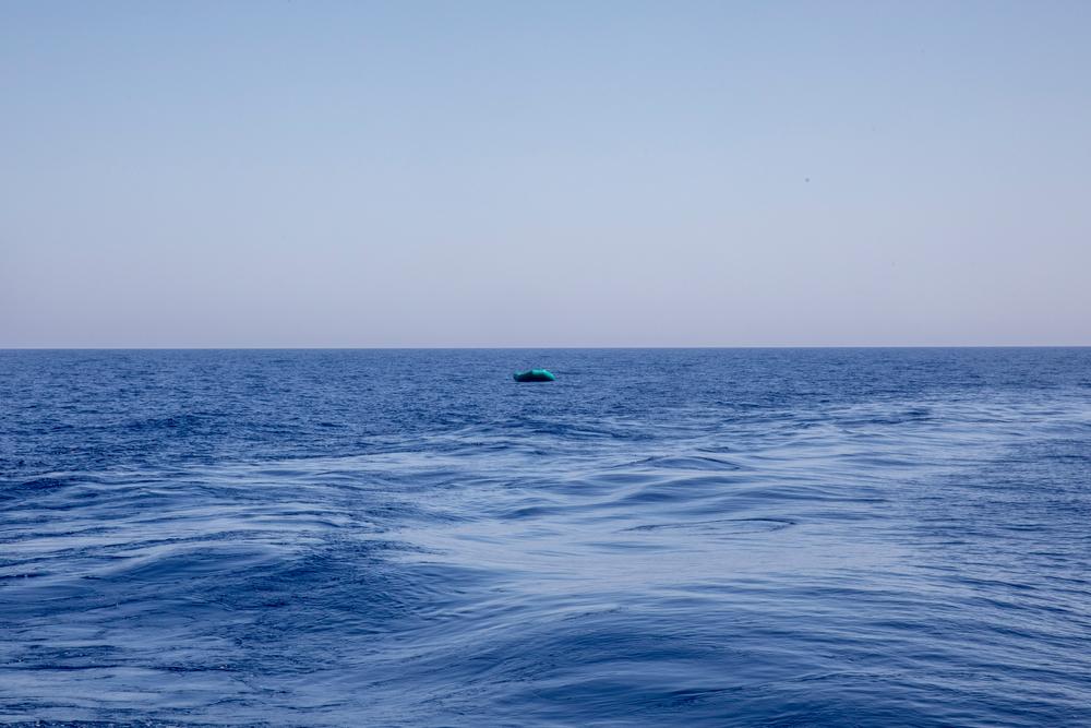 Barca de goma tras el segundo rescate. 20 de septiembre de 2021. Barca de goma tras el segundo rescate. 20 de septiembre de 2021.