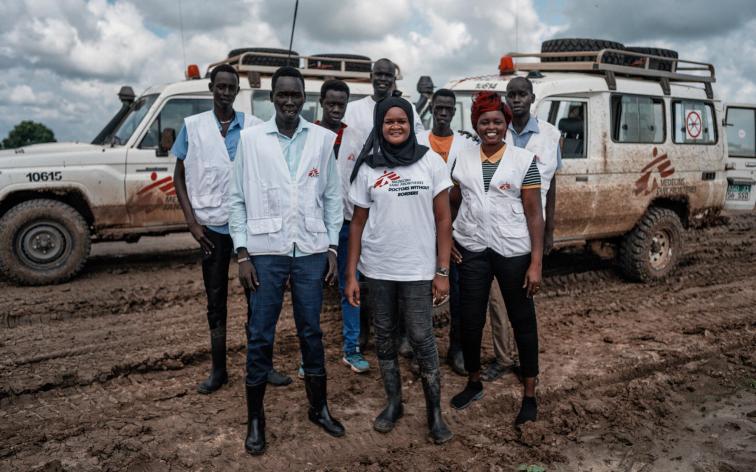 El equipo de gestión integrada de casos comunitarios de MSF en Abyei. 