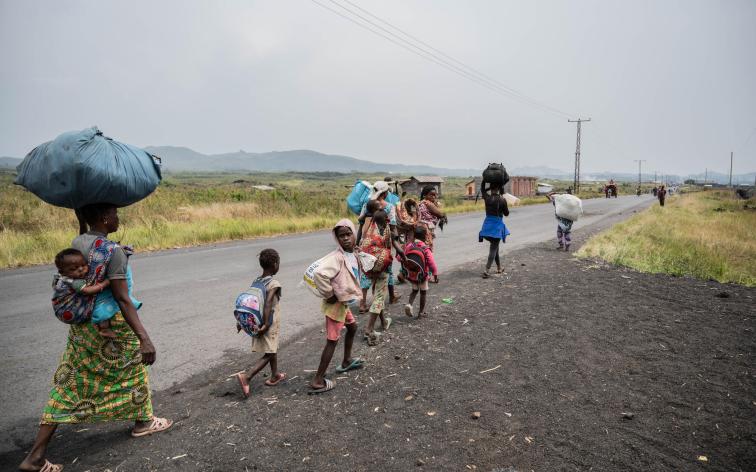 Personas huyendo del conflicto en Kivu Norte y Kivu Sur