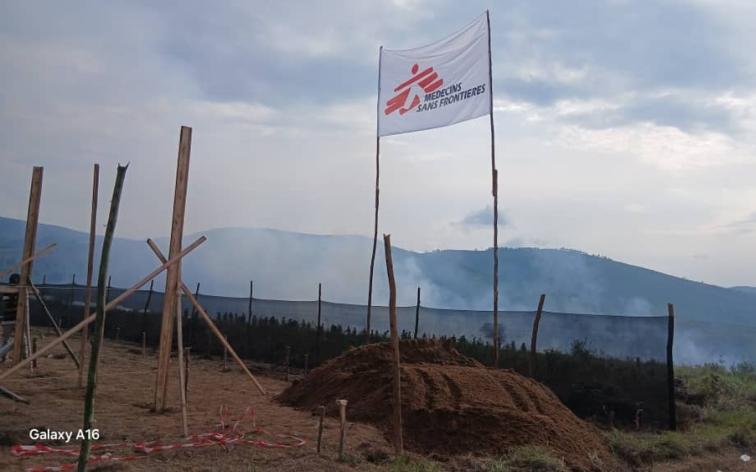 MSF flag in front of the camp